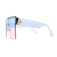 thumbnail image 4 of Oversize Rectangle Shield Flat Top Mob Sunglasses Blue Pink, 4 of 4