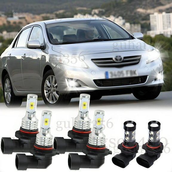 For Toyota Corolla 2008 2007 2006 2005 6X Bulbs LED Headlight Hi/Low   Fog Light