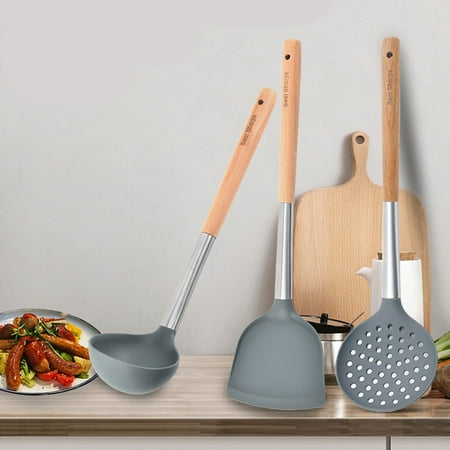 

Yuangui Silicone Kitchen Utensil Set Heat Resistant Grey