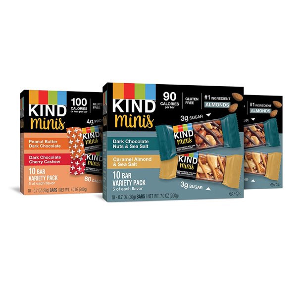 KIND Bar Minis, Variety Pack, Gluten Free, 100 Calories, Low Sugar