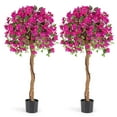 thumbnail image 1 of Gymax 2PCS 53'' Artificial Azalea Tree Floral Plant w/ Red Azalea Flowers Nursery Pot, 1 of 8