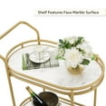 thumbnail image 4 of unipaws Bar Cart Gold, Easy Assembly Serving Bar Trolley with 2-Tier Shelves and Rotating Wheels for Home, 4 of 7