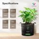 thumbnail image 3 of Macetas Grow Bags VIVOSUN, paquete de 10 unidades, 3,8 L, tela reforzada, color negro, 3 of 7