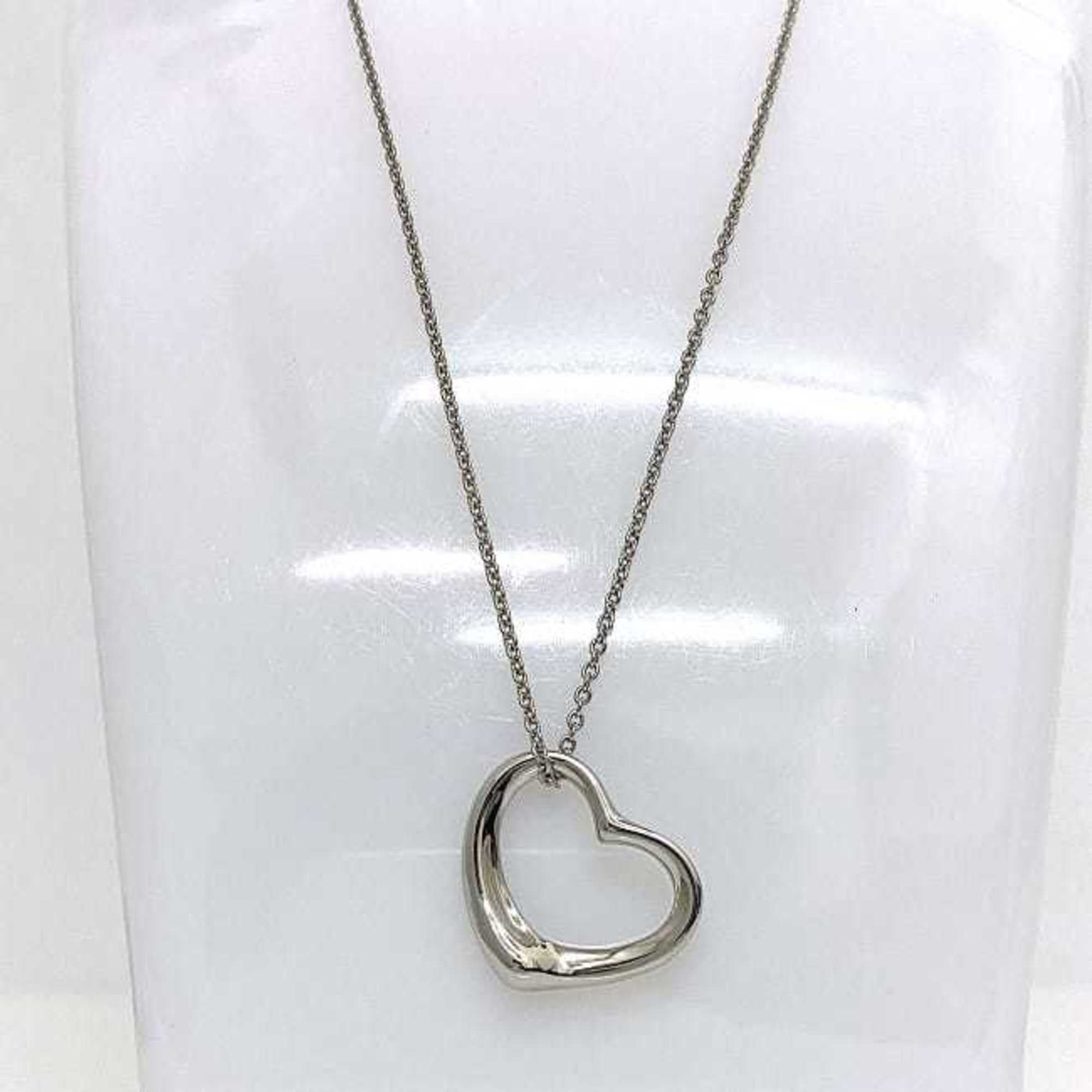 Pre-Owned Tiffany Open Heart Necklace Silver Elsa Peretti 22mm 925