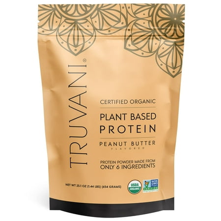 Truvani Organic Vegan Protein Powder Peanut Butter - 20g of Plant Based Protein  Organic Protein Powder  Pea Protein for Women and Men  Vegan  Non GMO  Gluten Free  Dairy Free (20 Servings)