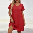 thumbnail image 5 of Busydd Plus Size Dresses 2026 Fashion V Neck T Shirt Dress Casual Solid Color Tunic Dress Short Sleeve Ankle Length Daily Flowy Summer Dresses for Women @12 3XL, 5 of 6