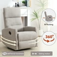thumbnail image 3 of 360° Swivel Recliner Chairs for Living Room, Manual Single Sofa Chair with Adjustable Backrest and Footrest, Upholstered Reclining Chair for Bedroom, Office, Grey, 3 of 7