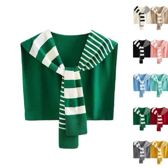 Sweater Shawl Wraps for Women Fashion Knitted Shoulder Shawls Ponchos Casual Sweaters Scarf Cape Wraps with Sleeves Dark Green