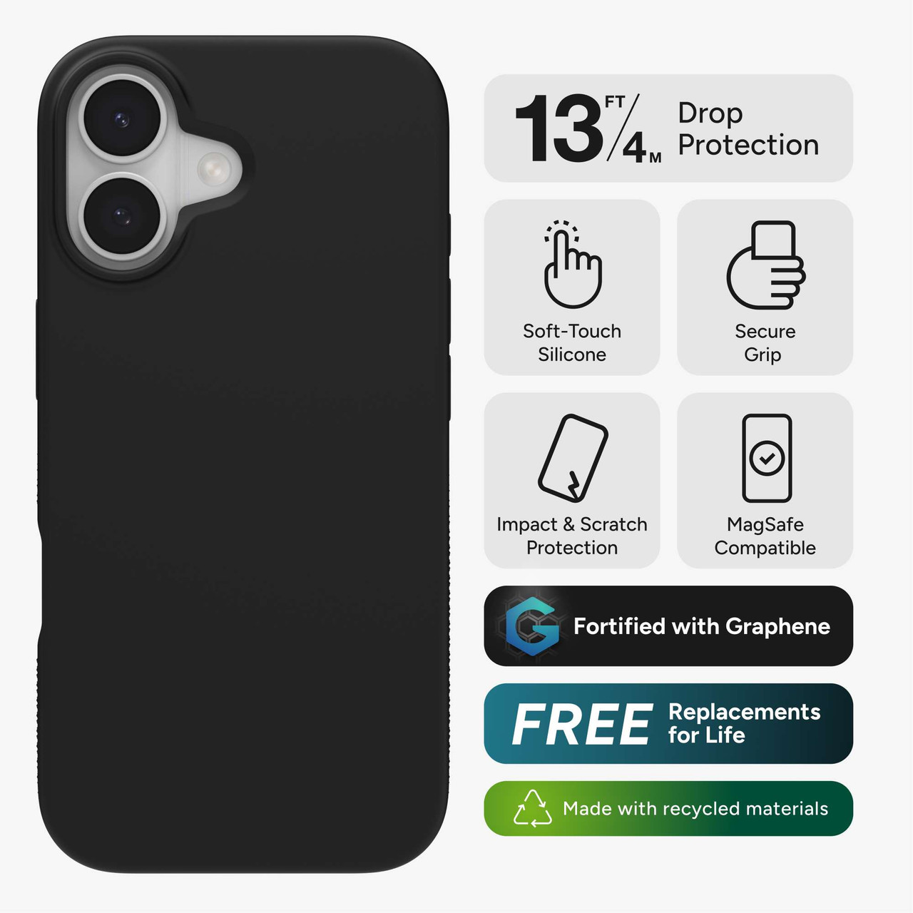 ZAGG Manhattan Snap Phone Case for iPhone 17 - Gray Clay Drop Protection (13ft/4m) Soft-Touch Silicone Slim & Lightweight Smooth Surface & No-Slip Grip MagSafe Compatible