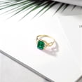 thumbnail image 4 of Gem Stone King 3-Stone Ring for Women | 18K Yellow Gold Plated Silver | 9X7MM Emerald Cut Gemstone Birthstone & Lab Grown Diamond | Wedding Anniversary Engagement Ring | Size 5-9 | Nano Emerald | 8, 4 of 5