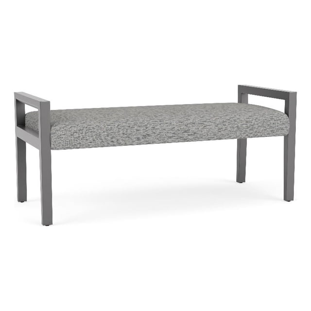 Pemberly Row Waiting Reception 2 Seat Bench Wood Frame in Gray