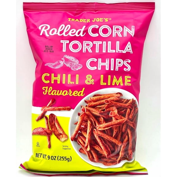 Trader Joe's Rolled Corn Tortilla Chips Chili & Lime - Pack of 1