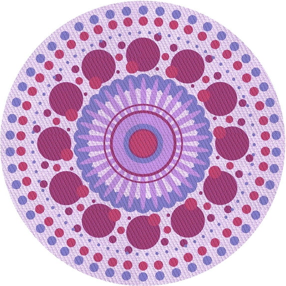 Ahgly Company Machine Washable Indoor Round Transitional Blossom Pink Area Rugs, 3' Round