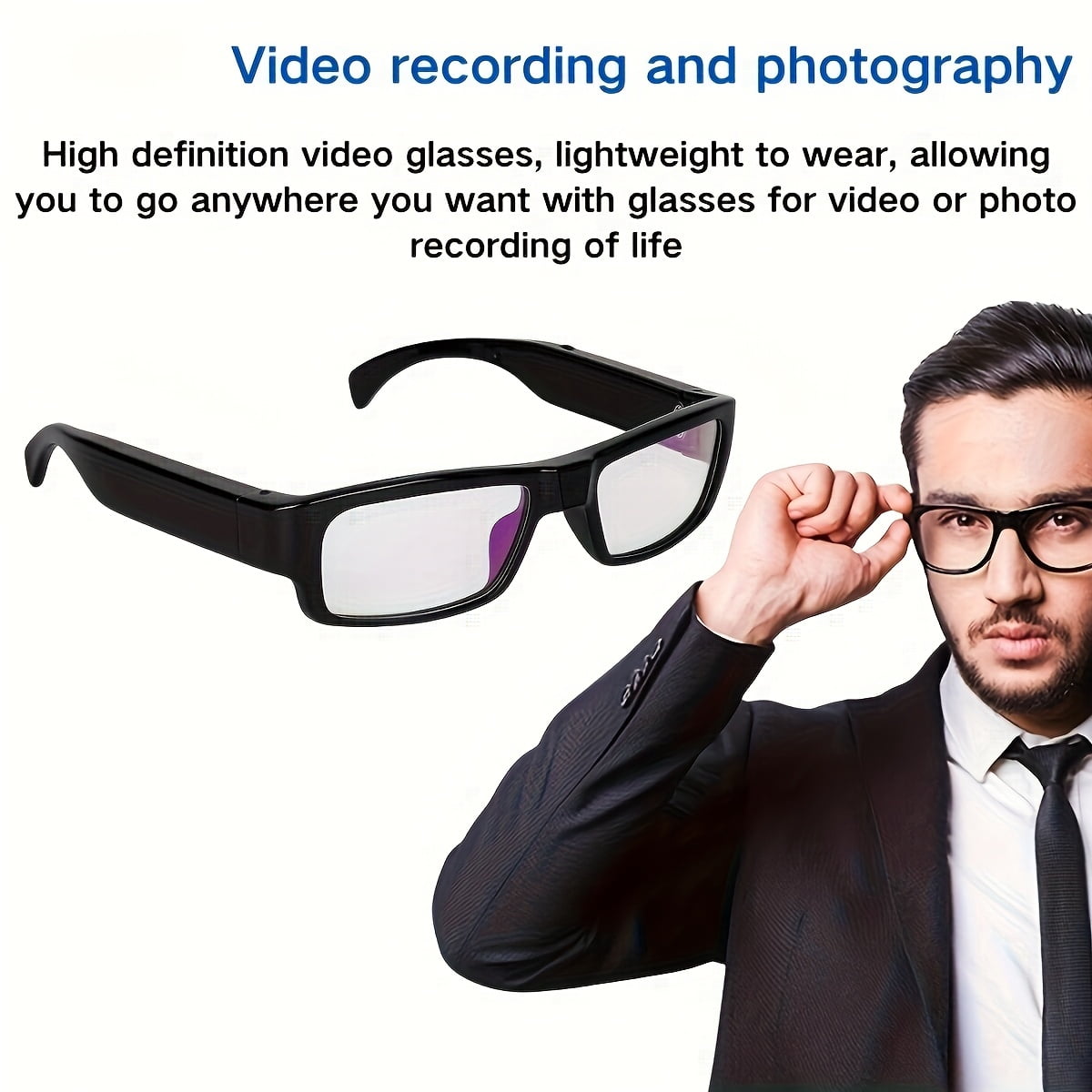 Smart Glasses with Camera, 1080P HD Camera,  Recorder Camcorder Eye Protection DV Camera glasses Video glasses, Recording Portable Camera Ultra Clear Camera Glasses with 64GB Memory Card, Long-lastin