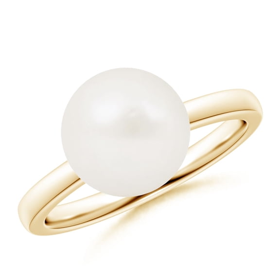 ANGARA Classic Freshwater Cultured Pearl Solitaire Ring in 14K Yellow Gold for Women | June Birthstone, Birthday, Anniversary, Jewelry Gift for Women | Pearl Ring