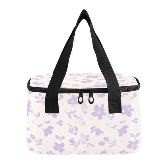 6L Insulated Lunch Bag Square Handheld Cooler Tote Floral Botanical Pattern Reusable Thermal Bag with Polyester & Aluminum Lining for Work Picnic Travel