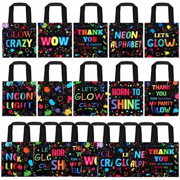 20 Pcs Neon Party Favor Bags Let's Glow Supplies Favor Bags Glow Birthday Theme Party Gift$$Home Decor, Kitchen, & Other