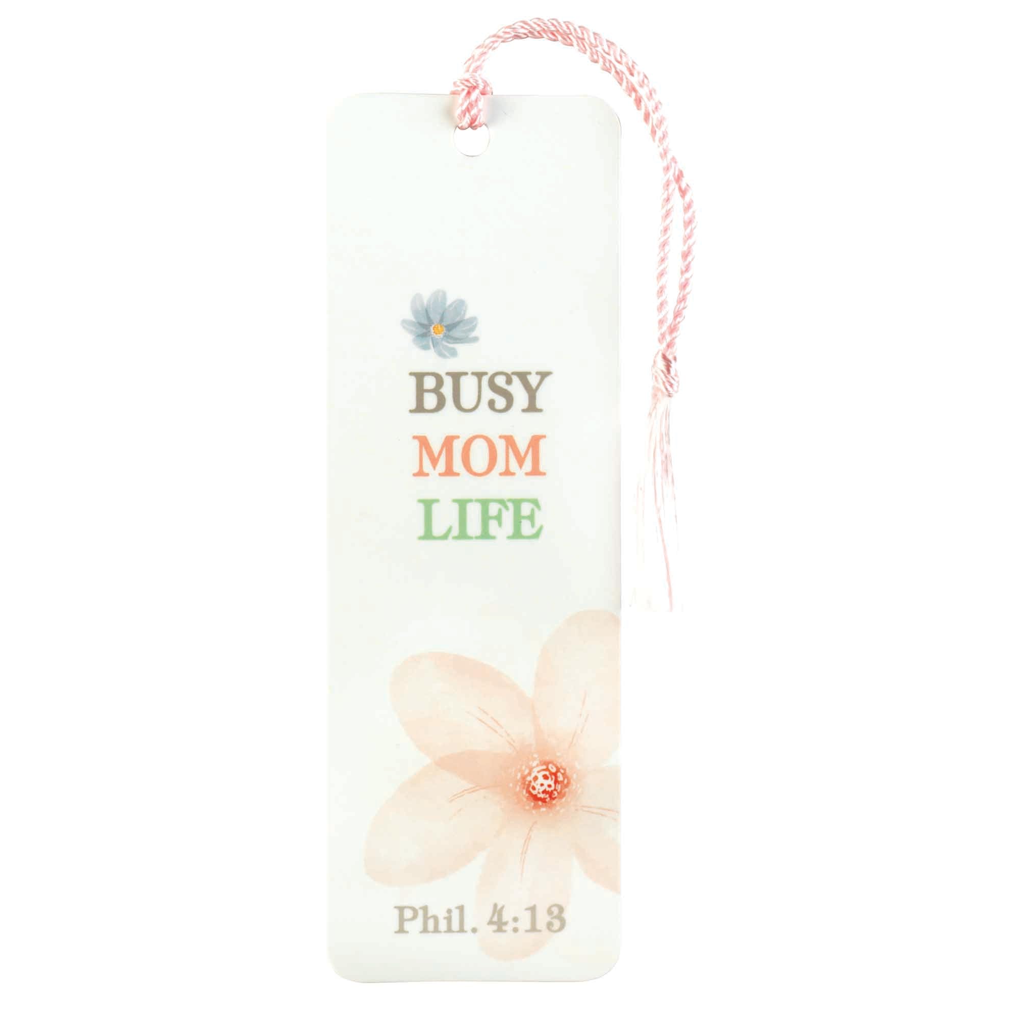 Dicksons Busy Mom Life I Can Do All Things Through Him White 6 x 2 Paper and Tassel Tassel Decoration Bookmark Pack of 12