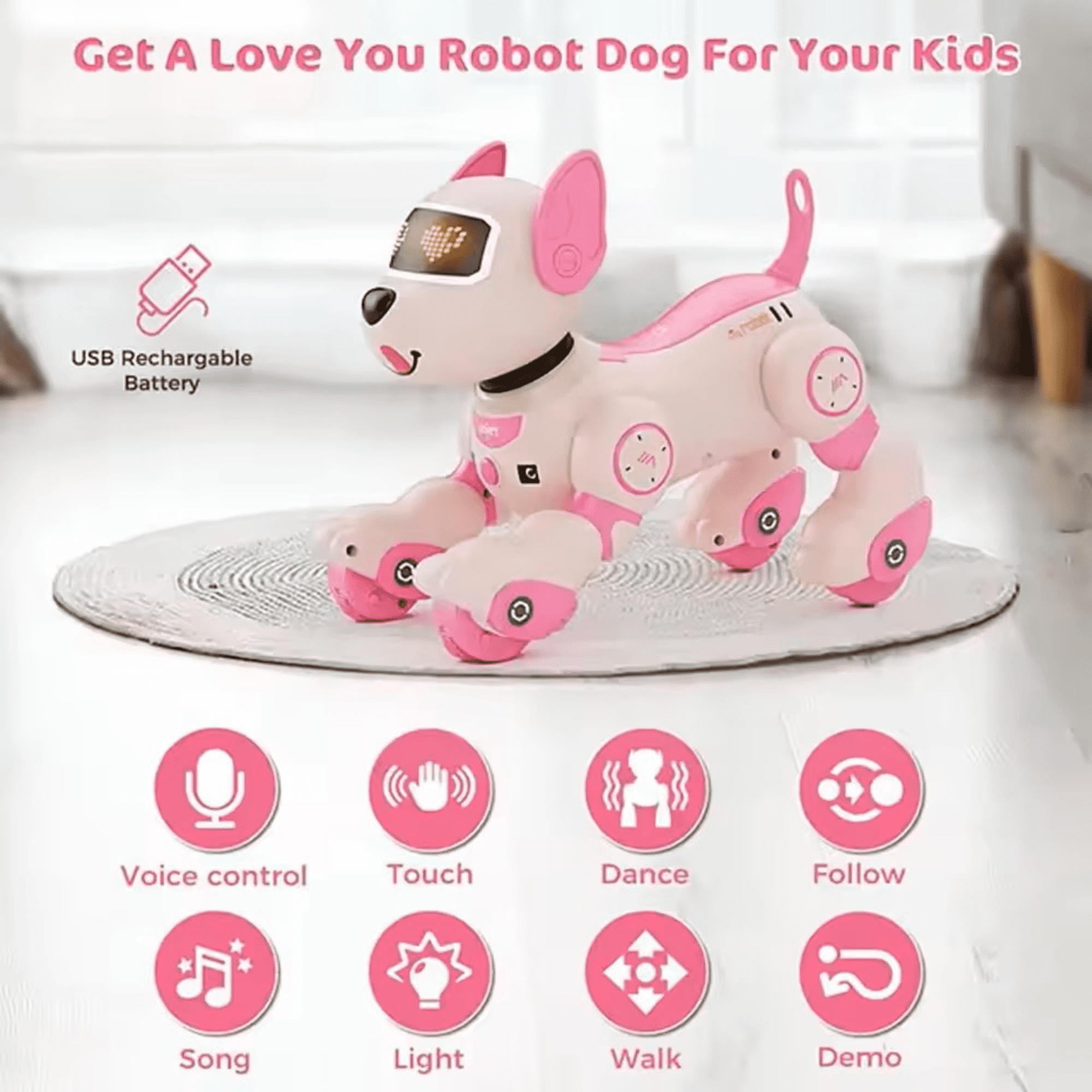 Robot Dog Toy, RC Interactive Robotic Dog with Voice Control & Touch Sensor, Smart Programmable Puppy for Kids Age Groups 8-12 Christmas Birthday Gifts