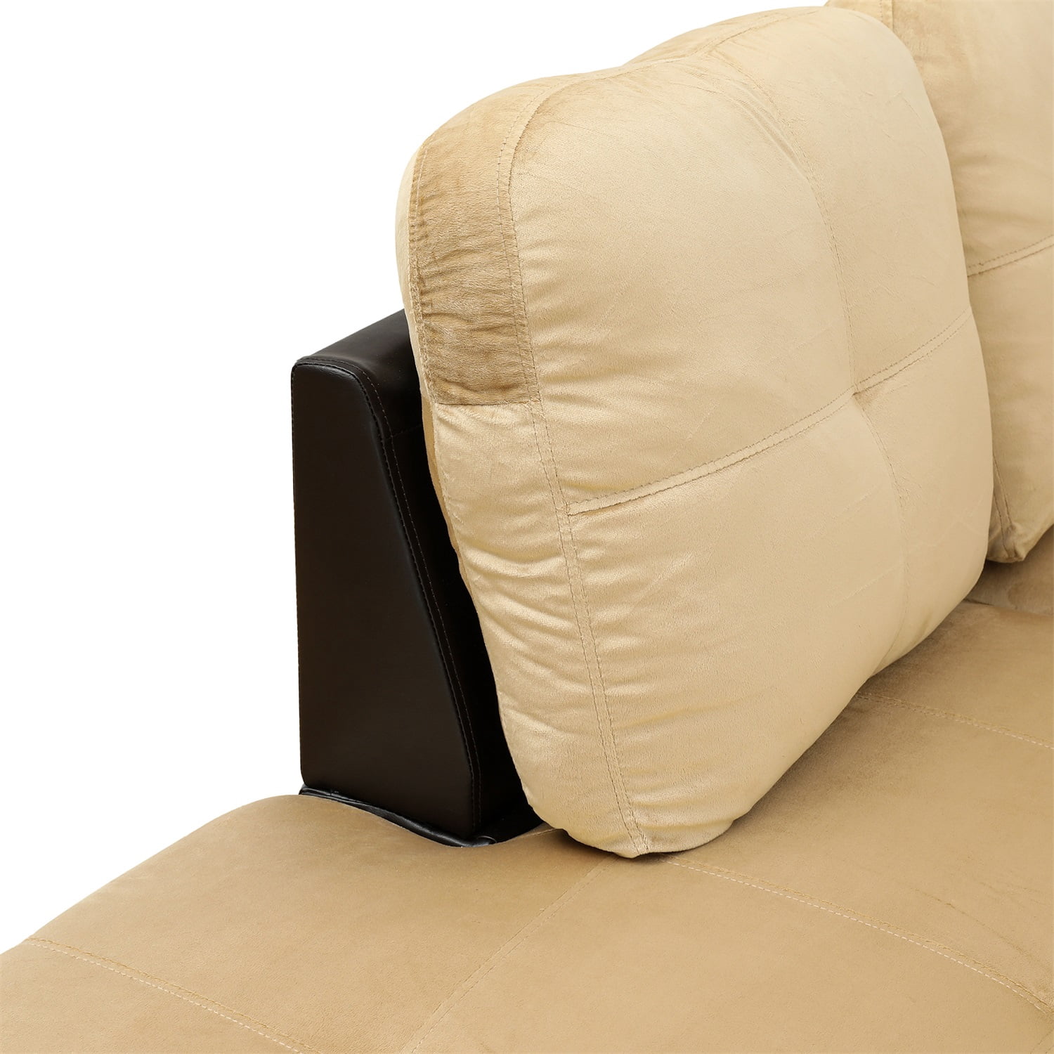 Hommoo L Shaped Couches and Sofas, Lint and PVC Living Room Furniture Sets, Modern Sectional Sofa for Home & Office, Beige and Brown(No Ottomans)