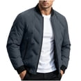 thumbnail image 2 of Trikvn Men's Bomber Jacket Casual Lightweight Quilted Zip Up Fall Outerwear Coat with Pockets for Golf Everyday Wear Classic Windbreaker Jackets Top, 2 of 7