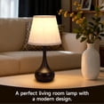 thumbnail image 6 of Touch Table Lamp for Bedroom Set of 2, Farmhouse 3-Way Dimmable Table Lamps for Nightstand with Fabric Shade, Lamps for Living Room，Desk Lamps for Home Office, Black Lamp for Bedroom, 6 of 9