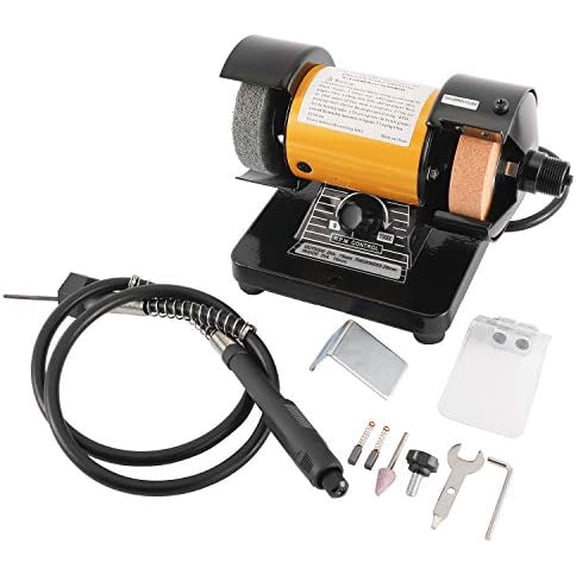 3" Multipurpose Mini Bench Grinder Polisher with 31" Long Flexible Shaft and Accessories, Variable Speed Dial 0-10000 RPM, 110V 150W Single Phase Motor$$Tools & Hardware Other