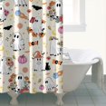 thumbnail image 4 of Retro Horror Themed Artwork Shower Curtain Cute Ghost Pumpkin Illustration Quick-Dry,72x84 inch Shower Curtain, 4 of 6