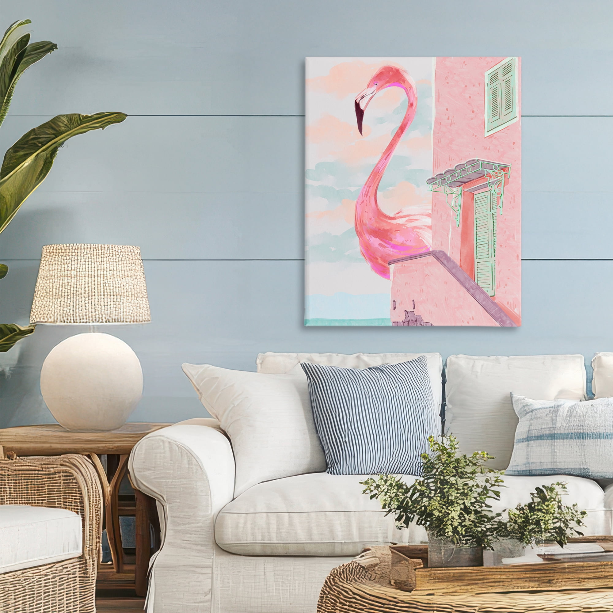 Stupell Industries Giant Flamingo with Seaside Balcony Canvas Wall Art, design by Ziwei Li