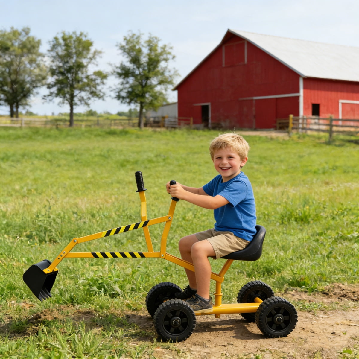 Children's metal trolley, Load-bearing capacity: 33LBS,children's heavy vehicle, metal structure two-wheeled trolley, steel pallet, can be used in gardens, loading leaves, soil, sand, etc. (red)