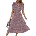 thumbnail image 3 of Txlixc Vestido de manga corta femenino con solapa impresa en flores Txlixc  moda, 3 of 9