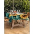 thumbnail image 4 of 60x120 Inch Outdoor Tablecloth with Umbrella Hole Zipper Rectangle Sunflower Butterfly Rectangular Tablecloths Outside Waterproof Retro Green Yellow Pastoral Floral Patio Table Cover for Picnic Party, 4 of 8
