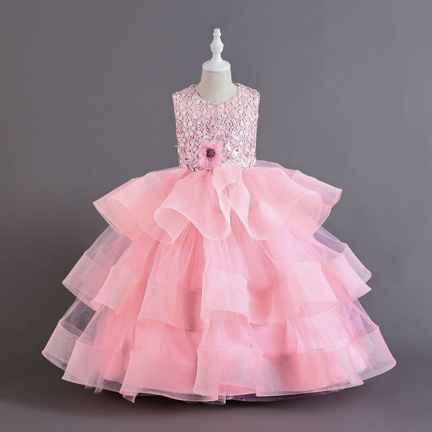Vestido de malla para niña, vestido de princesa, vestido de noche de alta gama para cumpleaños de niña de flores
