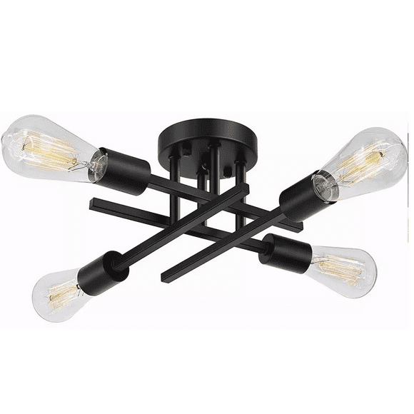 Moderna Lámpara De Techo Negro Colgantes 4 Luces