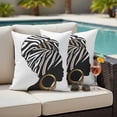 thumbnail image 4 of Africans Outdoor Waterproof Pillow Covers, Modern Abstract Ethnic Women Decorative Square Throw Pillowcase Sofa Cushion Sham for Patio/Couch/Chair, 18"x18" 2 Pack, 4 of 8