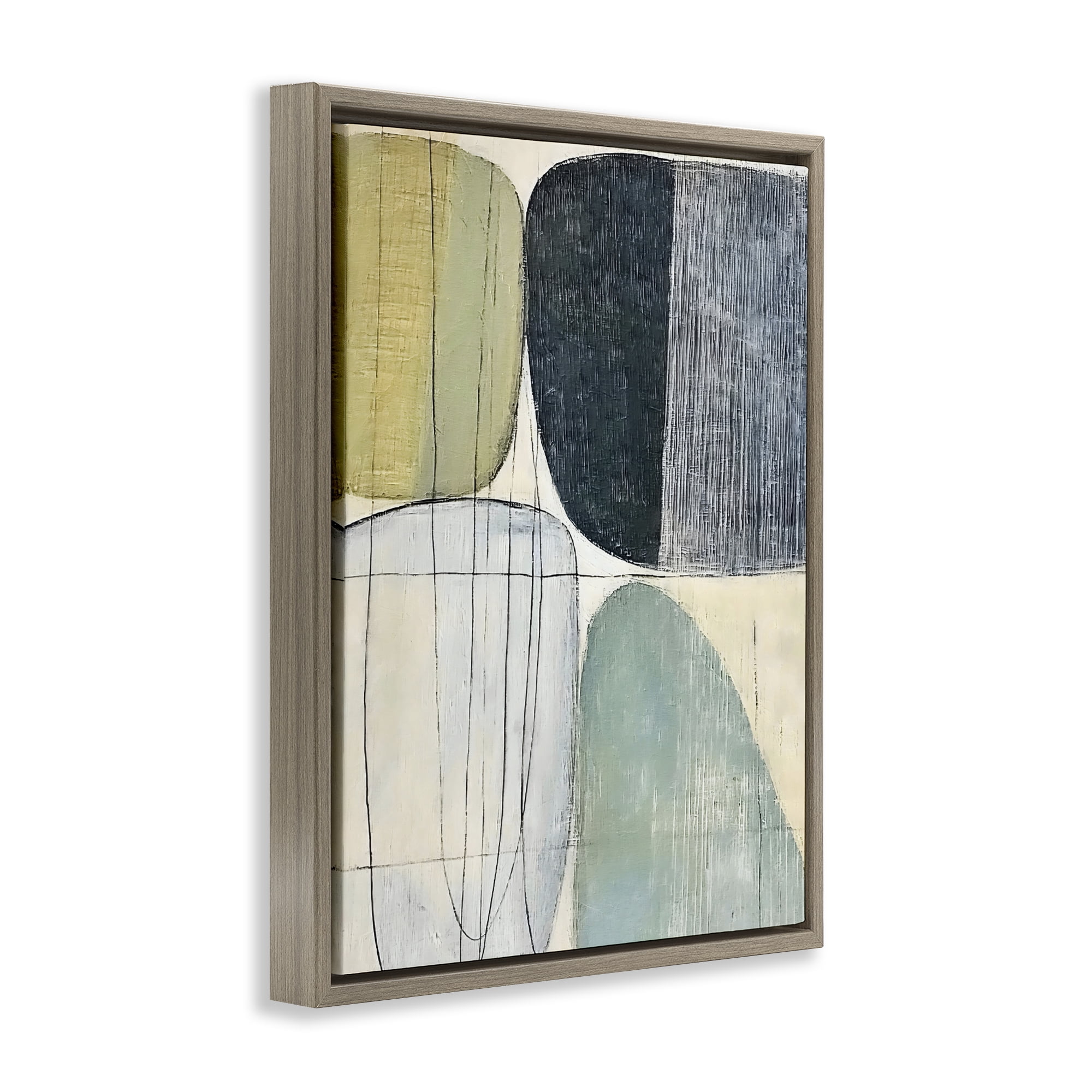 Stupell Industries Modern Organic Composition Brown Framed Floater Canvas Wall Art, design by Riley B