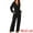 Black, variant on DARING DIVA Women's V Neck Long Sleeve High Waisted Wide Leg Jumpsuits L Dark Blue