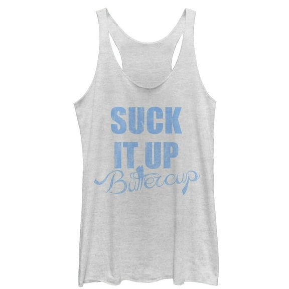 Women's CHIN UP Suck it up Buttercup  Racerback Tank Top White Heather Small