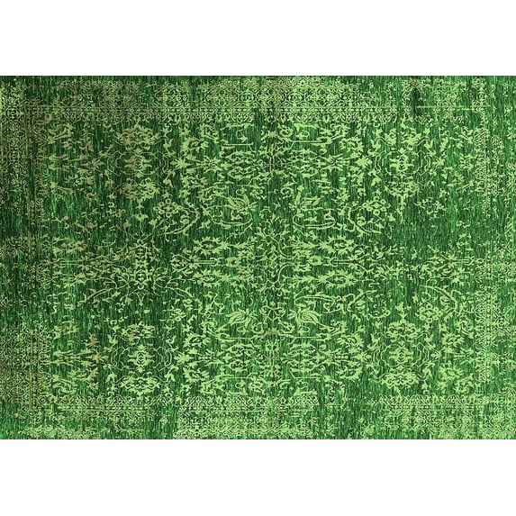 Ahgly Company Indoor Rectangle Oriental Green Industrial Area Rugs, 7' x 9'
