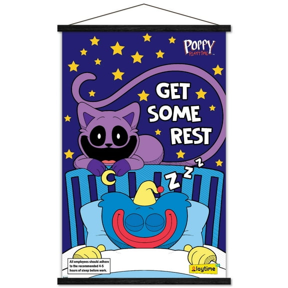 Poppy Playtime - Huggy Wuggy Get Some Rest Wall Poster with Magnetic Frame, 22.375" x 34"