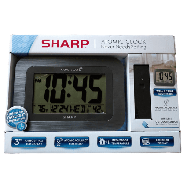 Refurbished Sharp Digital Atomic Wall Clock Gray