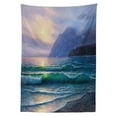 thumbnail image 3 of Ambesonne Nature Tablecloth Rectangular Table Cover, Ocean Morning Mountain, 60"x84", Lilac Teal, 3 of 4