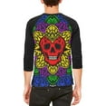 thumbnail image 2 of Halloween Demon Skull Mandala Mens Raglan T Shirt White-Black SM, 2 of 2