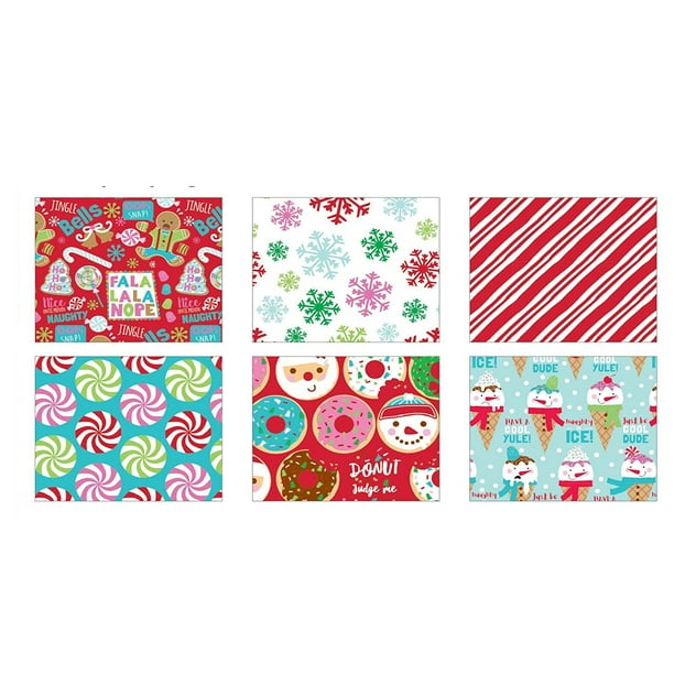 Bundle of 6 Rolls of Christmas Gift Wrapping Paper - Contemporary