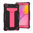 thumbnail image 3 of Dteck Shockproof Case For Samsung Galaxy Tab A 8.0 2019 Model SM-T290 T295, Heavy Duty Rugged Hybrid Case High Impact Full Body Kickstand Protective Cover (no built-in screen protector), Black + Rose, 3 of 5