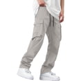 thumbnail image 5 of Havenre Men's Casual Cargo Pants Lightweight Workout Joggers Stretch Sweatpants Hiking Drawstring Athletic Sweat Pants with Multi Pockets Beige L, 5 of 9