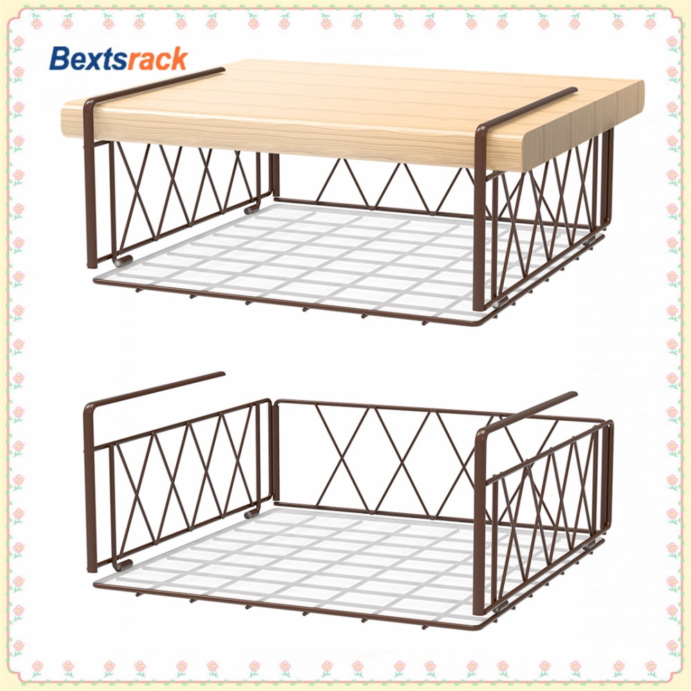 Bextsrack Set of 2 Hanging Basket under the Table Under Shelf Basket kitchen pantry organizers