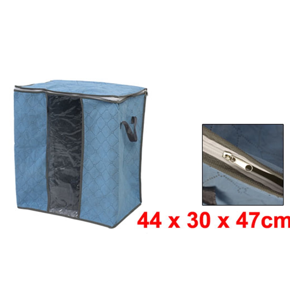 Unique Bargains Non Woven Fabric Family Quilt Clothes Dustproof Zippered Storage Bag Blue