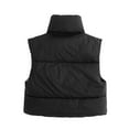 thumbnail image 5 of Women's Bubble Vest Vintage Winter Puffer Vests Cropped Padded Jackets Loose Outwear Warm Sleeveless Coats Solid Color Waistcoat, 5 of 5