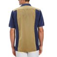 thumbnail image 2 of Men's Cuban Guayabera Beach Wedding Short Sleeve Button-Up Casual Dress Shirt (Navy/Khaki, L), 2 of 3